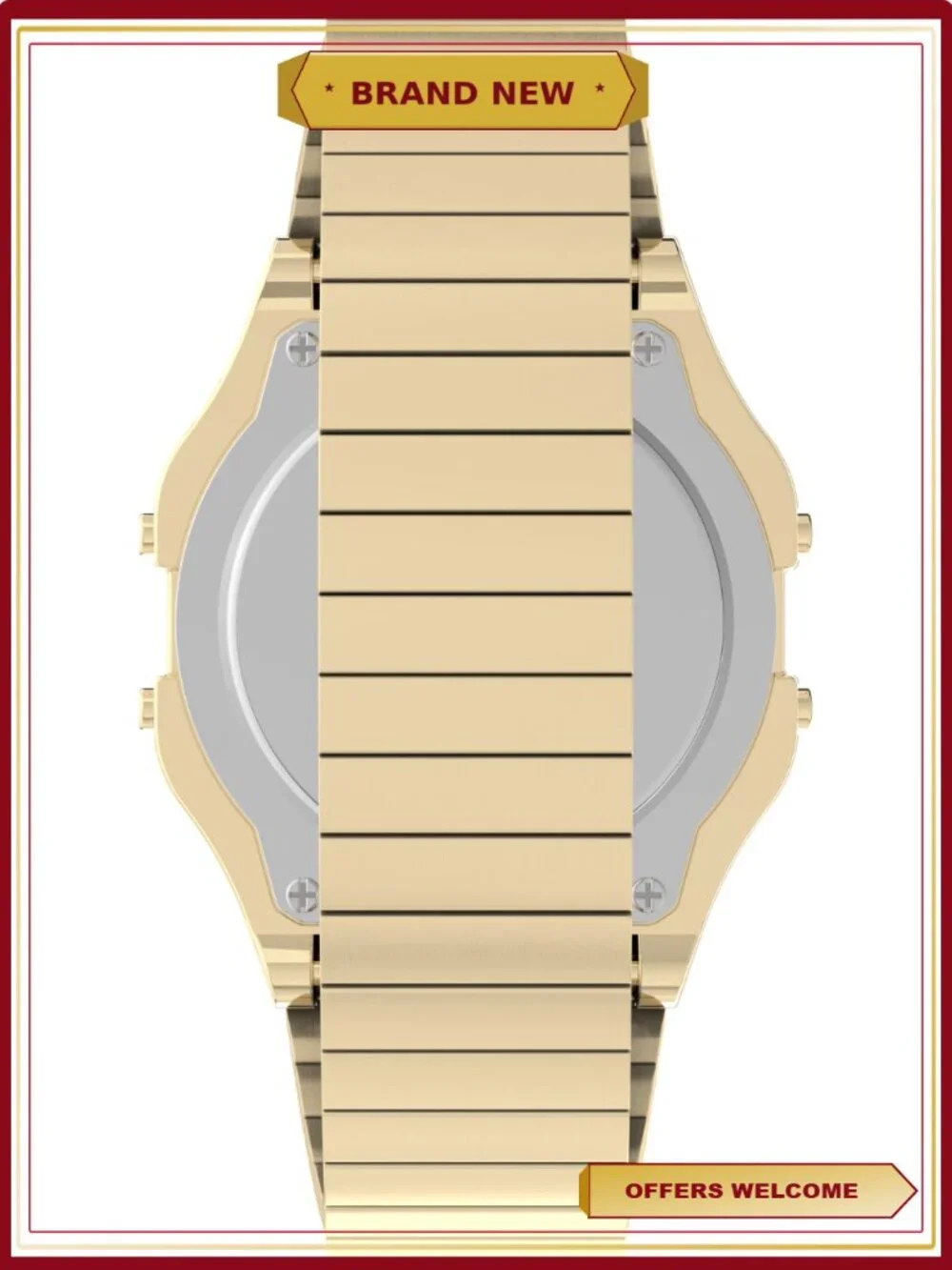 Men's Digital Expansion Band Wristwatch, Silver and Black